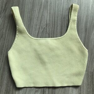 Babaton ARITZIA Sculpt Green Square Neck Crop Tank Womens Medium